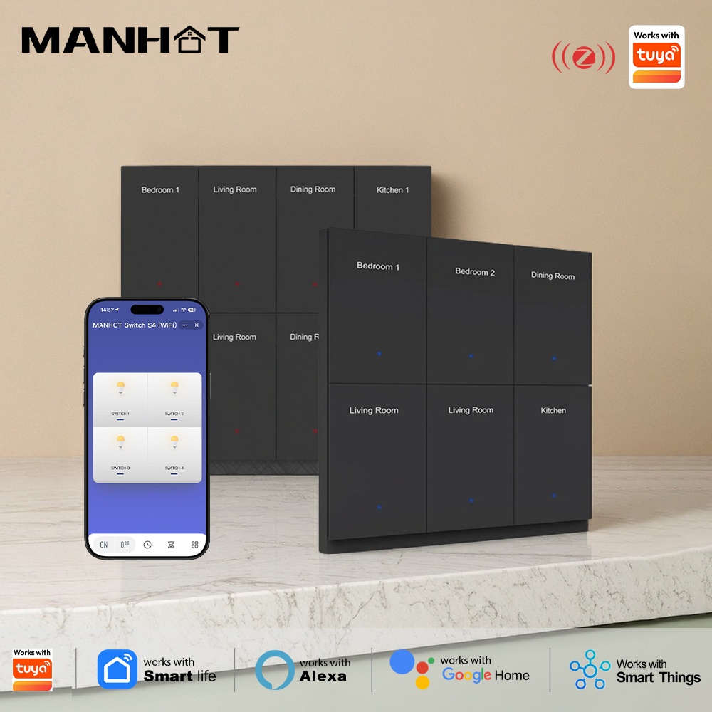 Smart Home Zigbee - Manhot DIY Naam Schakelaar Zigbee Smart