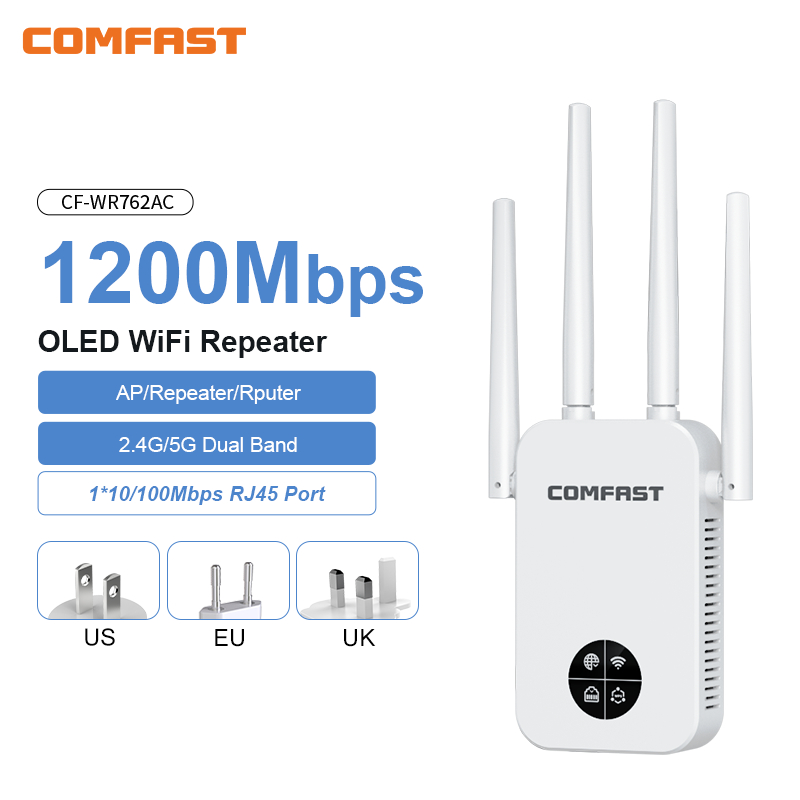 Smart Home X10 - COMFAST 1200 Mbps Wifi Repetidor Smart