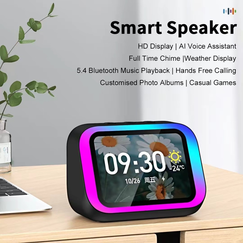 Smart Home Lighting - AI-stemassistent Bluetooth-luidspreker met RGB-kleurenverlichting Wekker LED-scherm
