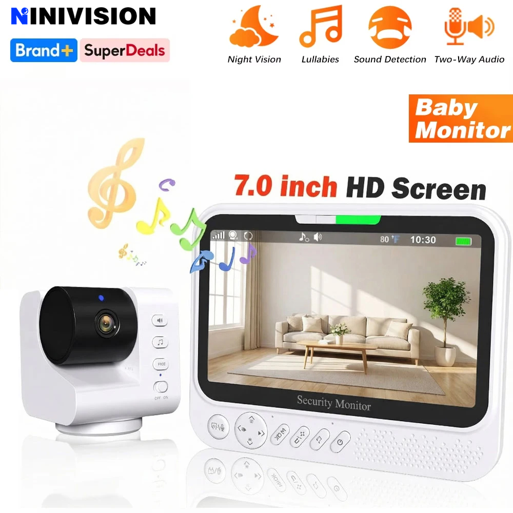 Smart Baby Night Light - Slimme babyfoon 7 inch HD-scherm PTZ-camera