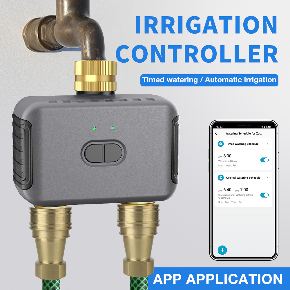 Smart Home Sistem - Tuya 2-zone besproeiingstimer Tuin Automatische irrigatiecontroller